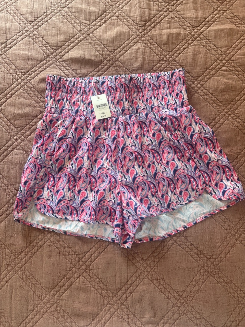 Simply Southern Pink Paisley Athletic Shorts